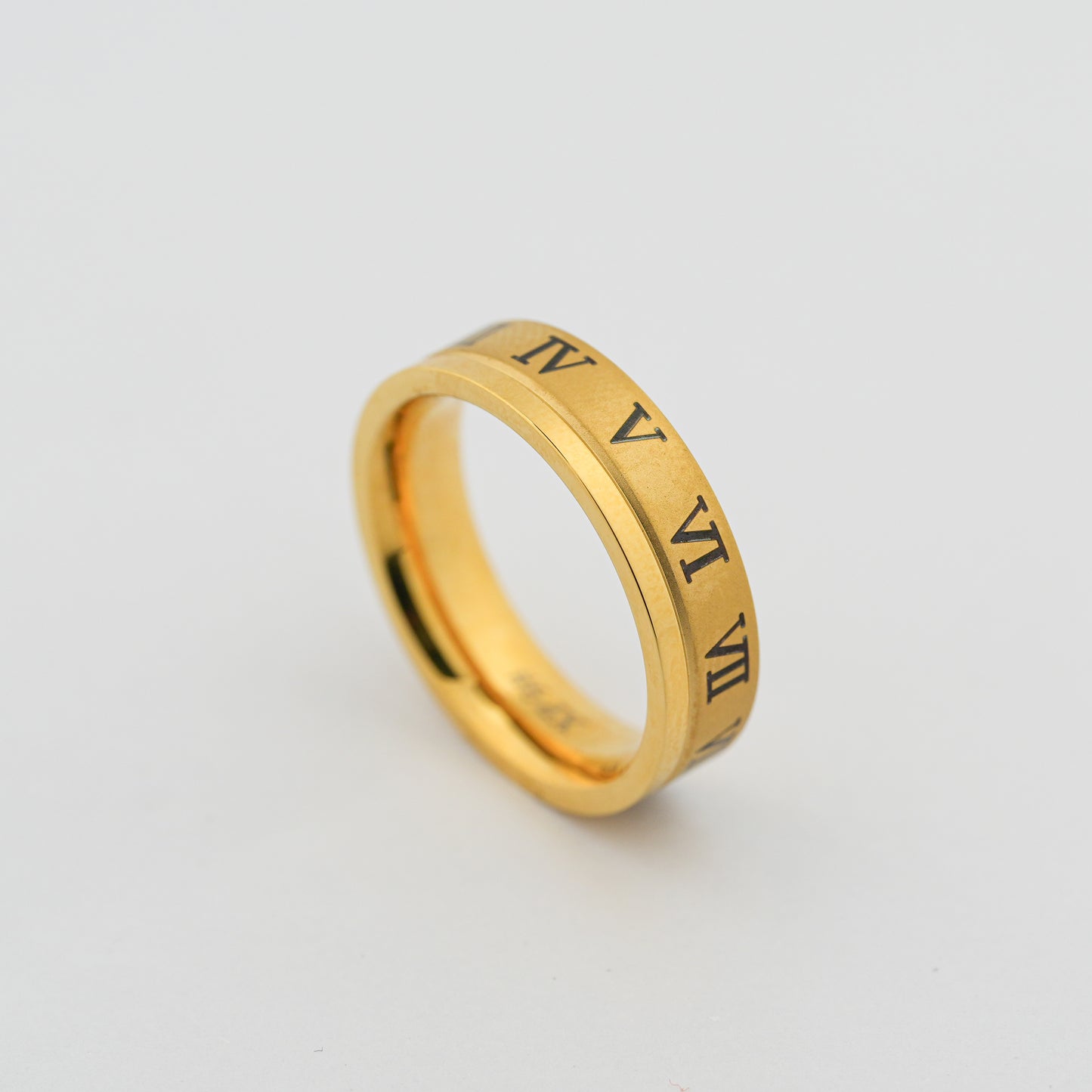 Aanura Gold-Plated Roman Numeral Ring For Men's
