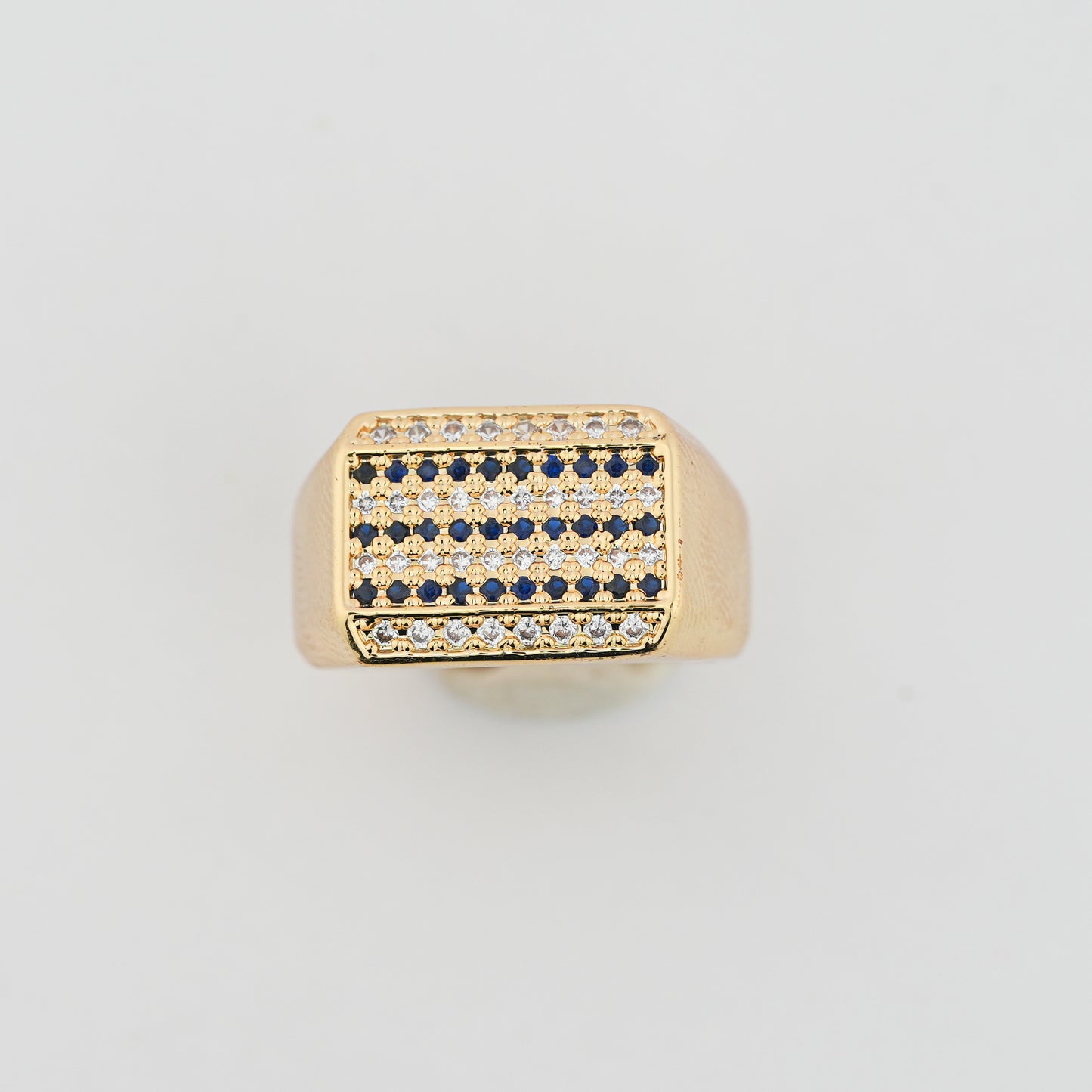 Aanura Gold-Plated Crystal Grid Ring For Men's