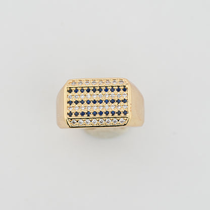 Aanura Gold-Plated Crystal Grid Ring For Men's