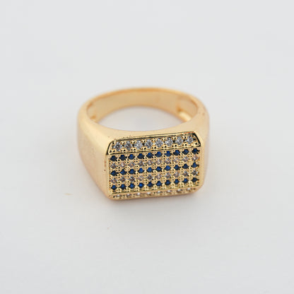 Aanura Gold-Plated Crystal Grid Ring For Men's