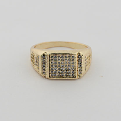 Aanura Gold-Plated Crystal Statement Ring For Men's