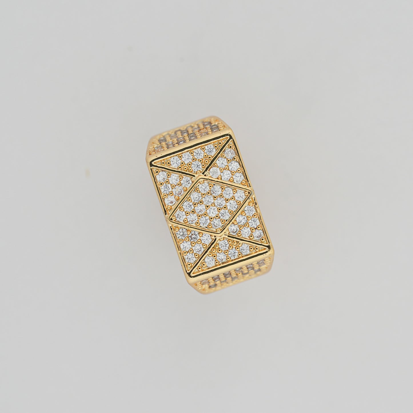 Aanura Gold-Plated Geometric Crystal Ring For Men's
