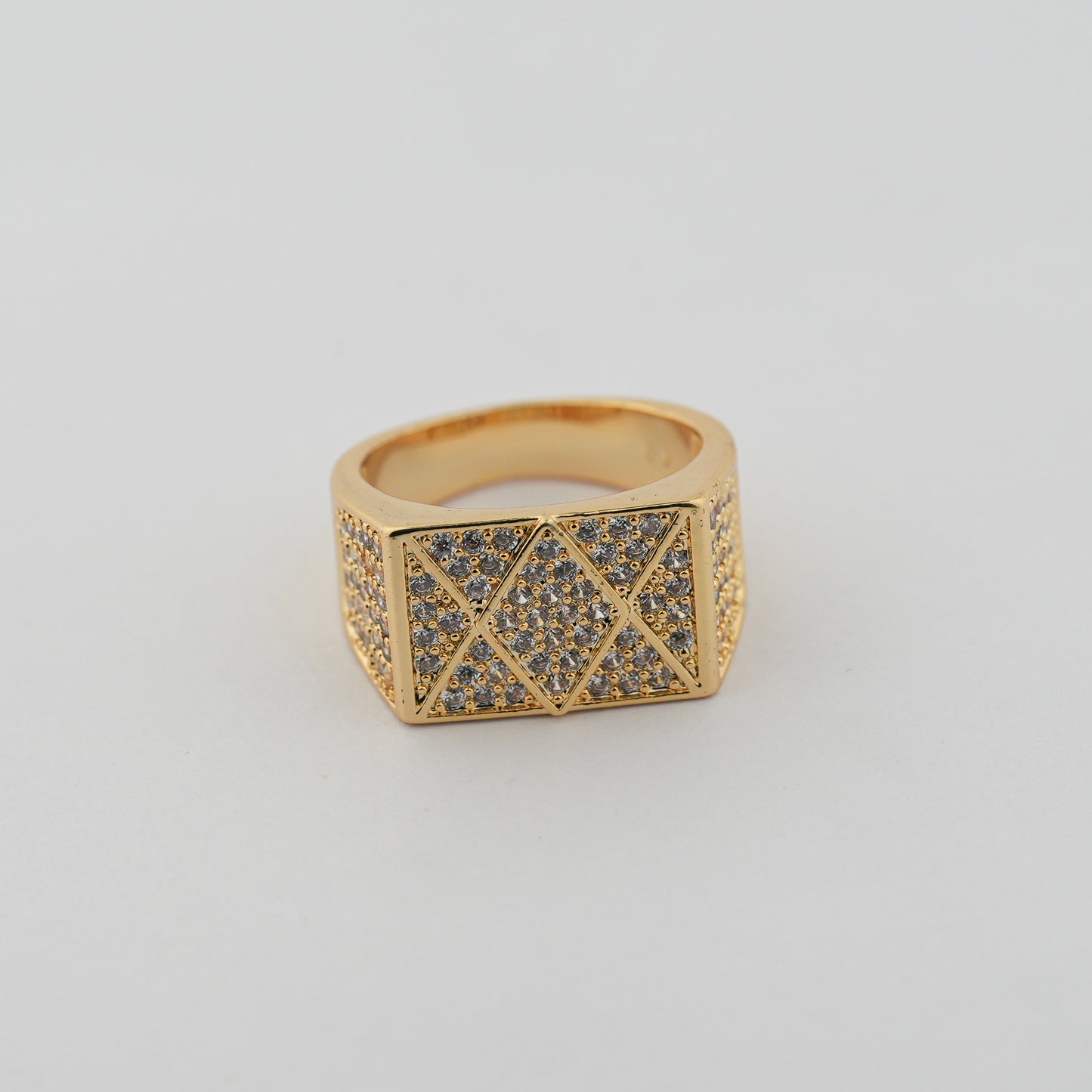 Aanura Gold-Plated Geometric Crystal Ring For Men's