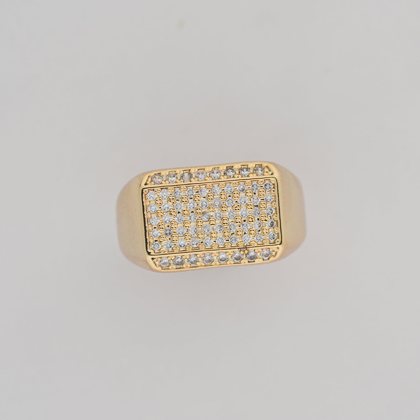 Aanura Gold-Plated Crystal Grid Ring For Men's