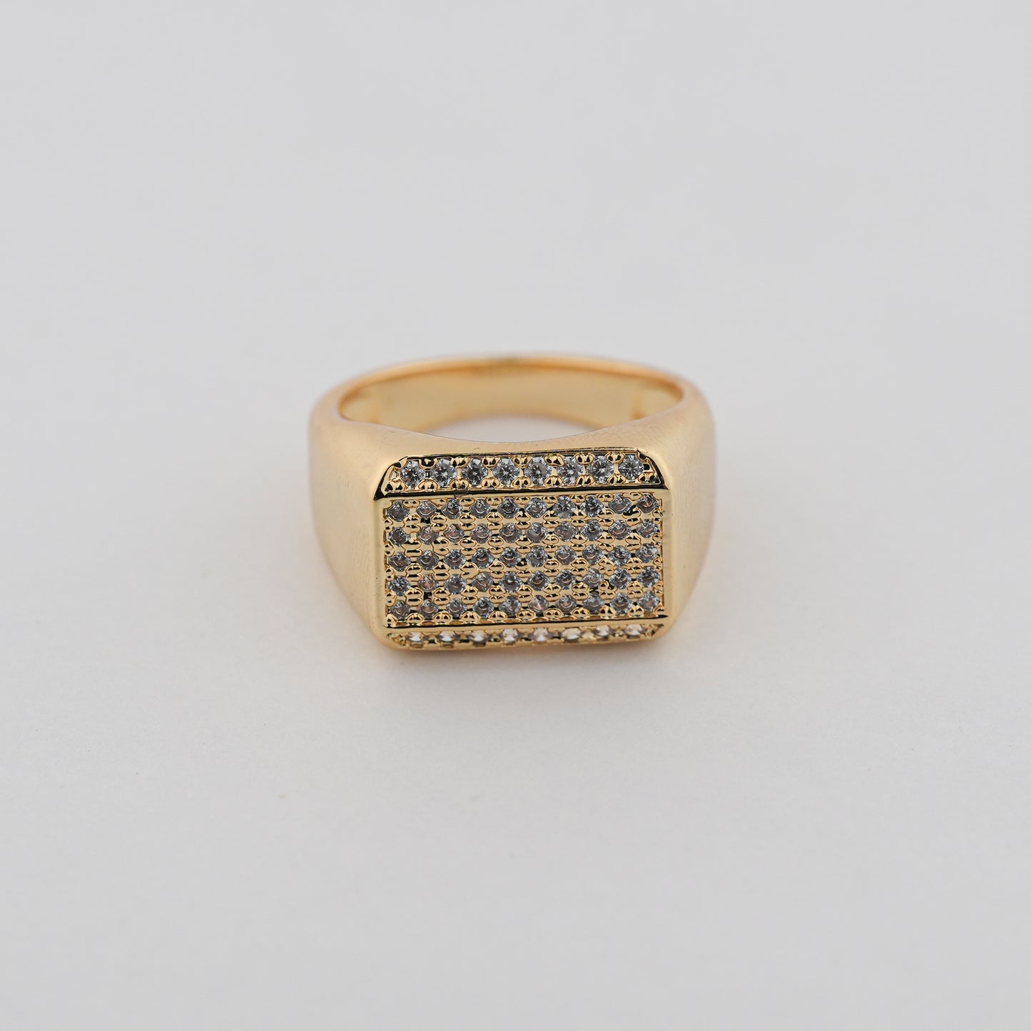 Aanura Gold-Plated Crystal Grid Ring For Men's