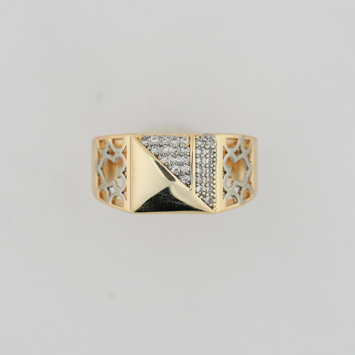 Aanura Gold-Plated Crystal Panel Ring For Men's