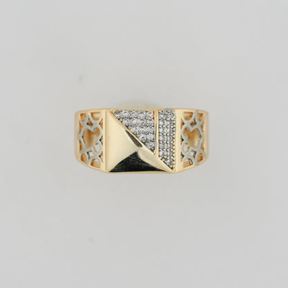 Aanura Gold-Plated Crystal Panel Ring For Men's