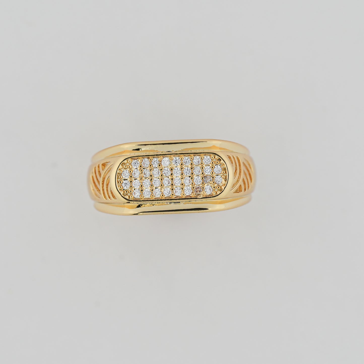 Aanura Gold-Plated Crystal Ring For Men's