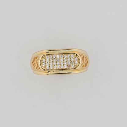 Aanura Gold-Plated Crystal Ring For Men's