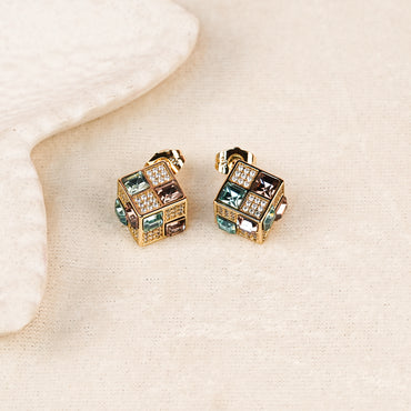 Aanura Gold Plated Cubic Crystal Earrings