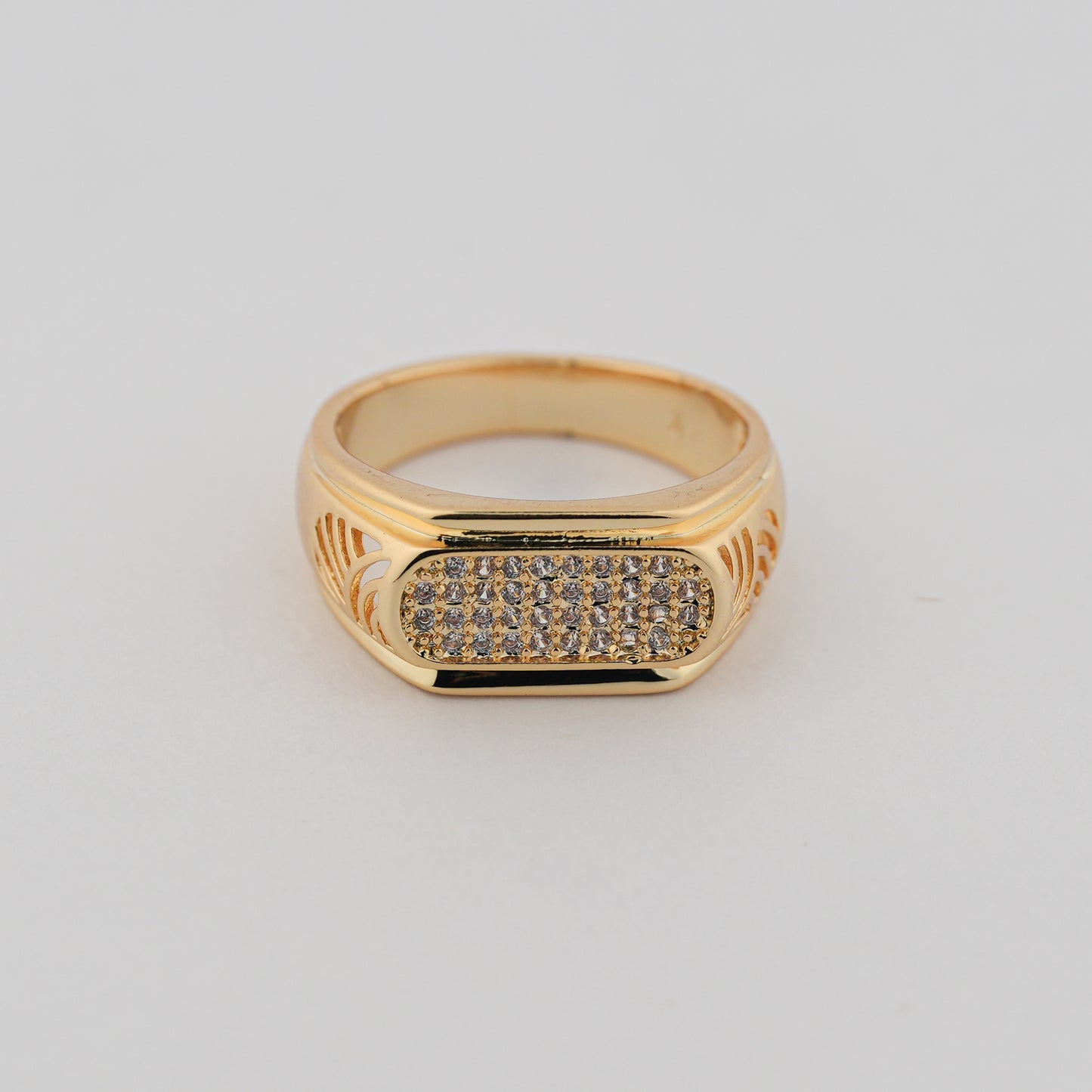 Aanura Gold-Plated Crystal Ring For Men's