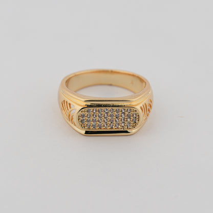 Aanura Gold-Plated Crystal Ring For Men's