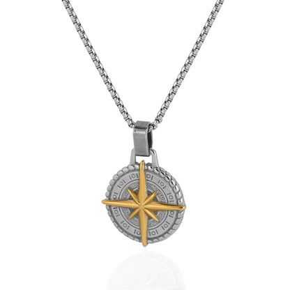 Aanura Dual-Tone Compass Chain For Men's