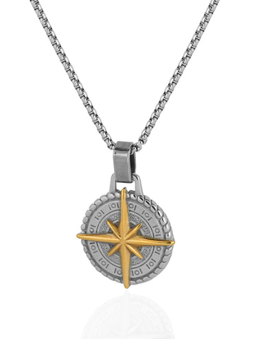 Aanura Dual-Tone Compass Chain For Men's