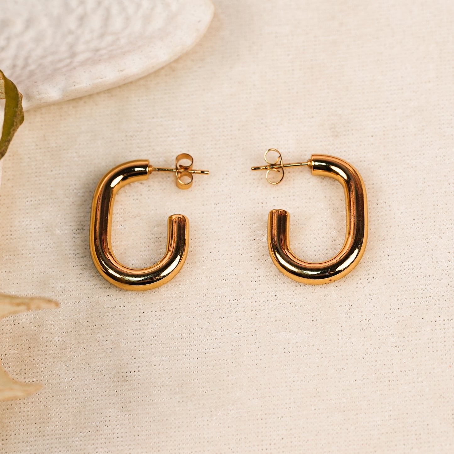 Aanura Gold Plated U-Shaped Hoop Earrings