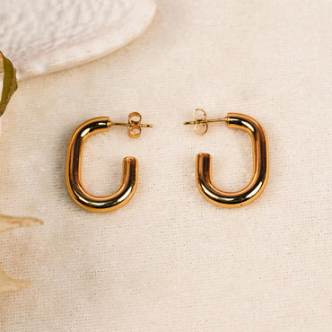 Aanura Gold Plated U-Shaped Hoop Earrings