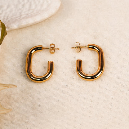 Aanura Gold Plated U-Shaped Hoop Earrings