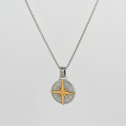 Aanura Dual-Tone Compass Chain For Men's