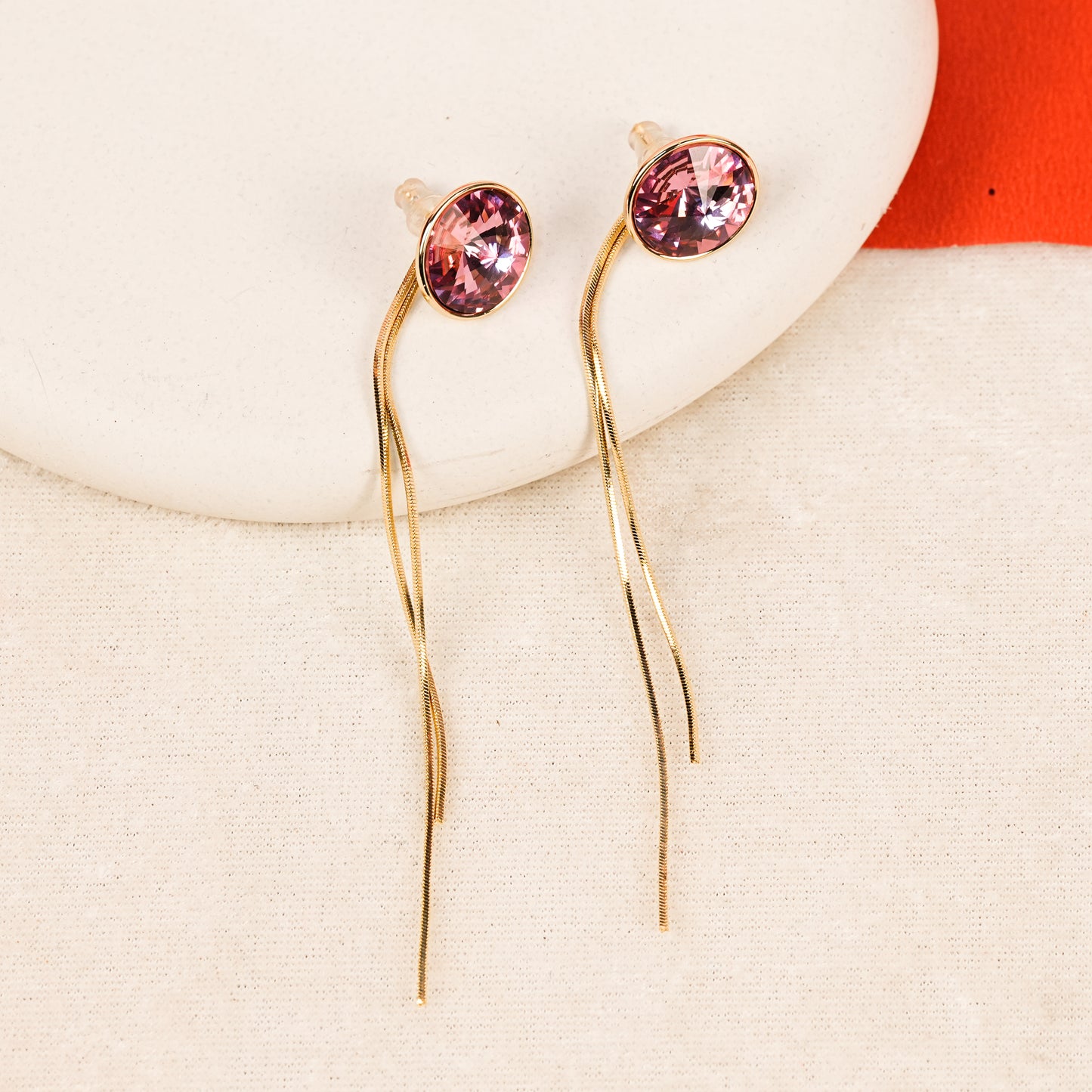 Aanura Gold Plated Drop Earrings with Crystal