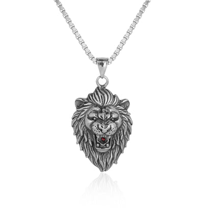 Aanura Silver Lion Pendant Chain For Men