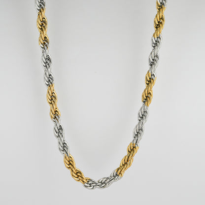 Aanura Dual-Tone Rope Chain Necklace For Men