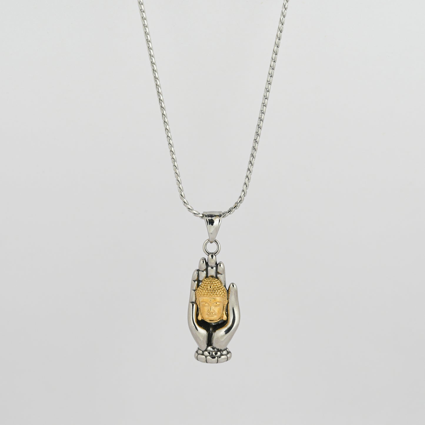 Aanura Dual-Tone Buddha Pendant Chain For Men