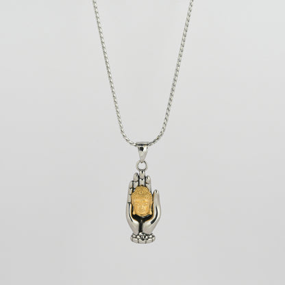 Aanura Dual-Tone Buddha Pendant Chain For Men
