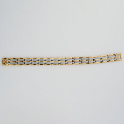 Aanura Gold Stainless Steel Textured Bracelet For Men