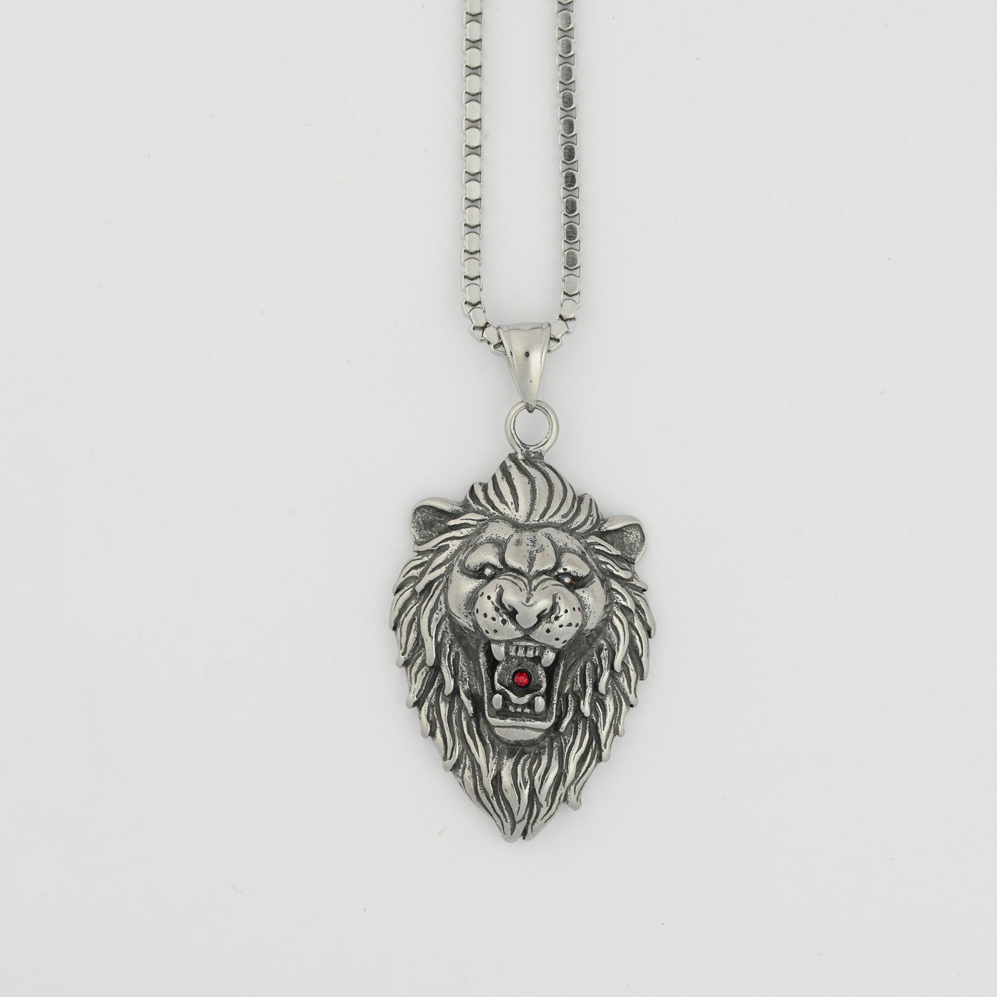 Aanura Silver Lion Pendant Chain For Men