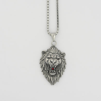 Aanura Silver Lion Pendant Chain For Men