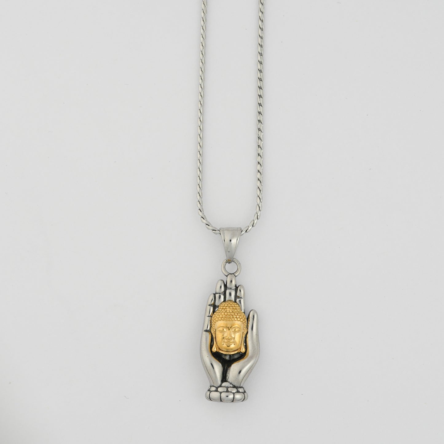 Aanura Dual-Tone Buddha Pendant Chain For Men