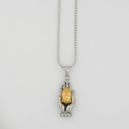 Aanura Dual-Tone Buddha Pendant Chain For Men
