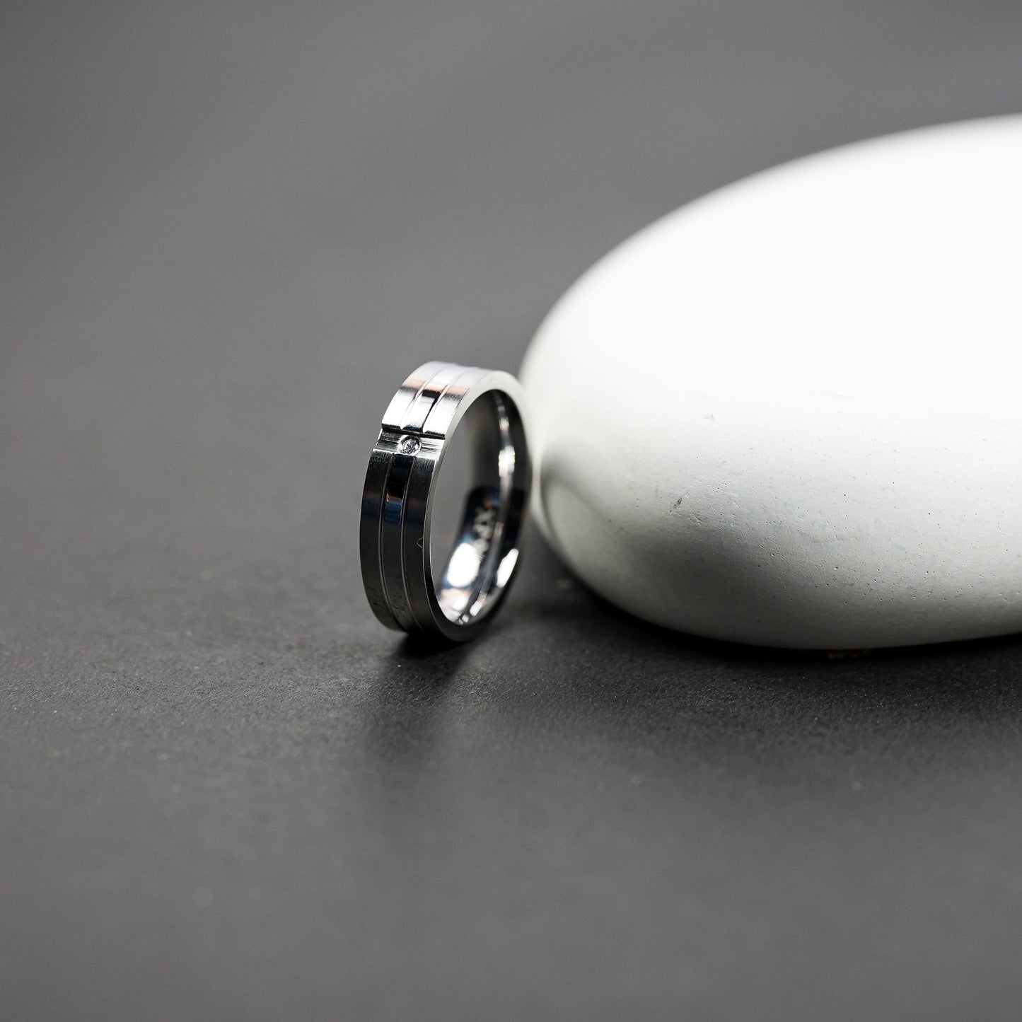 Aanura Silver-Tone Stainless Steel Ring For Men's