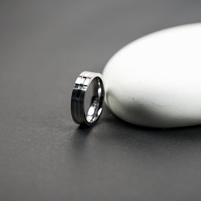 Aanura Silver-Tone Stainless Steel Ring For Men's