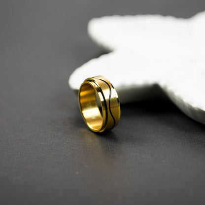 Aanura Gold-Plated Stainless Steel Ring For Men's