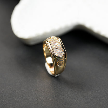 Aanura Gold-Plated Crystal Ring For Men's