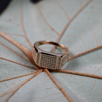 Aanura Gold-Plated Crystal Statement Ring For Men's