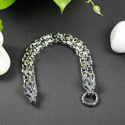 Aanura Silver Dragon Stainless Steel Bracelet For Men