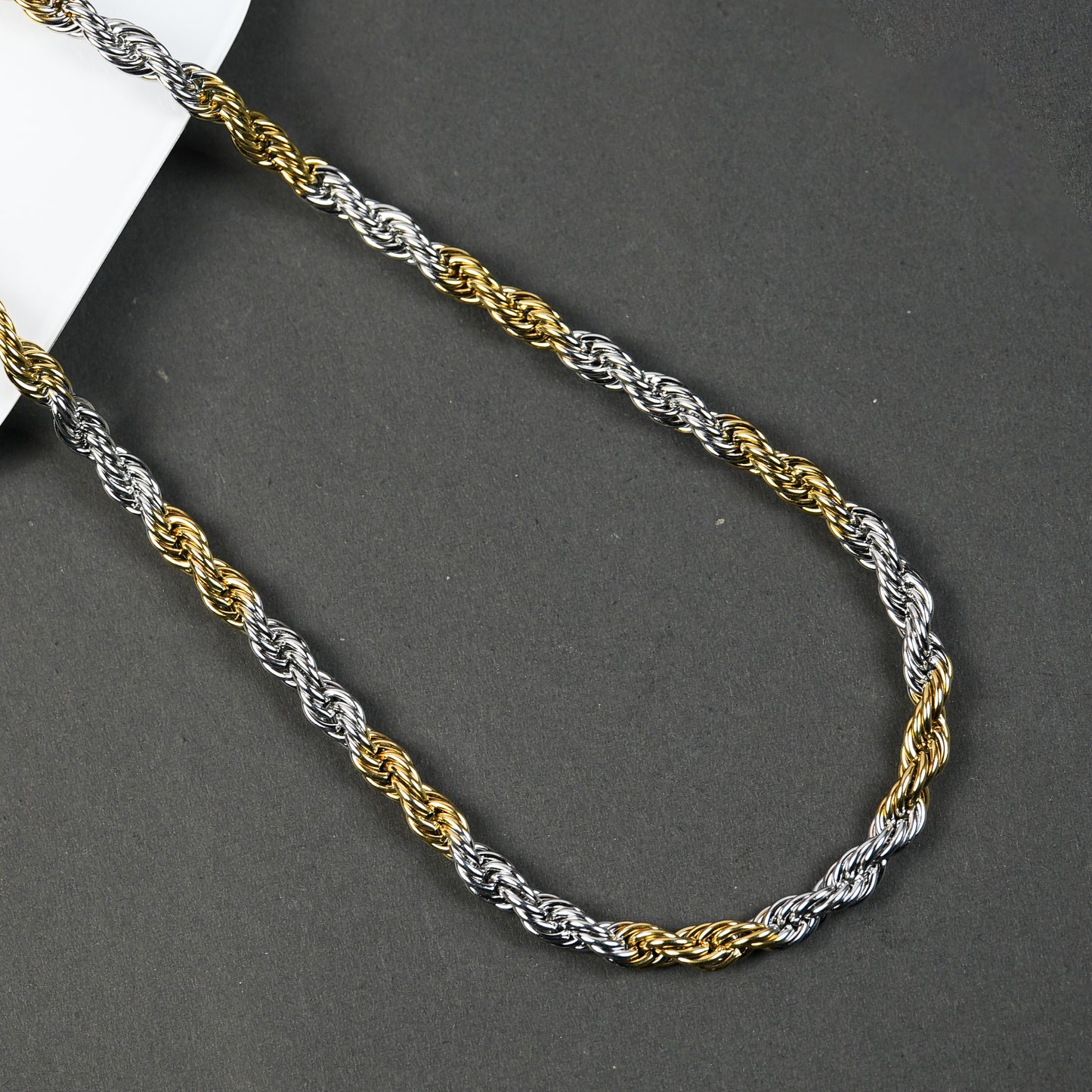 Aanura Dual-Tone Rope Chain Necklace For Men