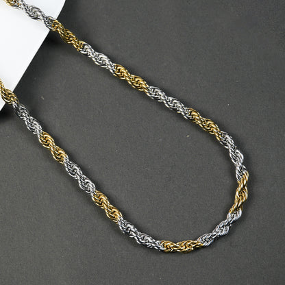 Aanura Dual-Tone Rope Chain Necklace For Men