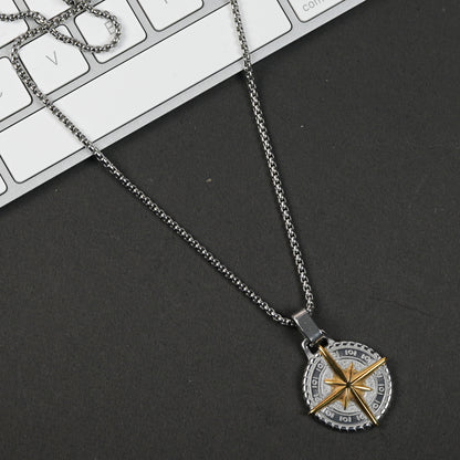 Aanura Dual-Tone Compass Chain For Men's