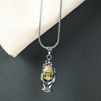 Aanura Dual-Tone Buddha Pendant Chain For Men