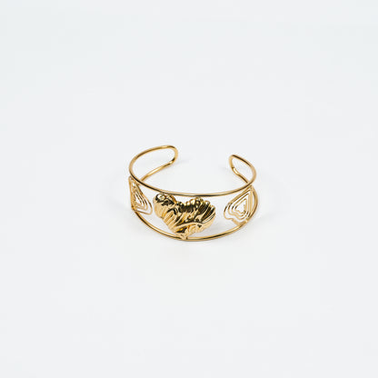 Aanura Sculpted Leaf Open Cuff Bracelet
