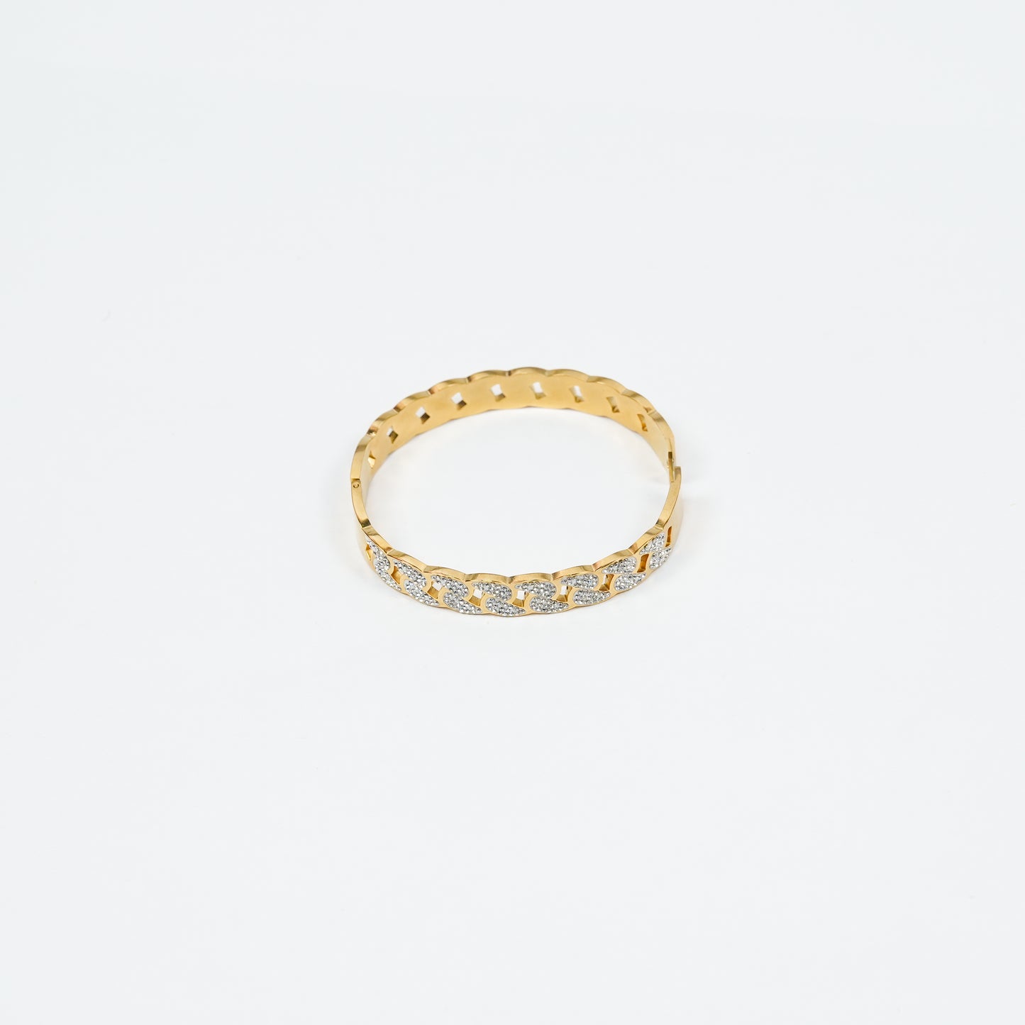 Aanura Crystal Link Gold Plated Bangle Bracelet