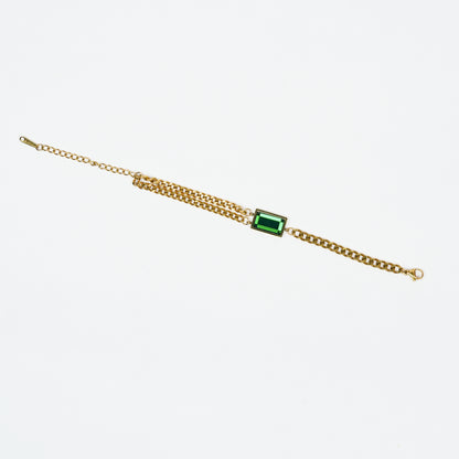 Aanura Rectangular Stone Adjustable Chain Bracelet