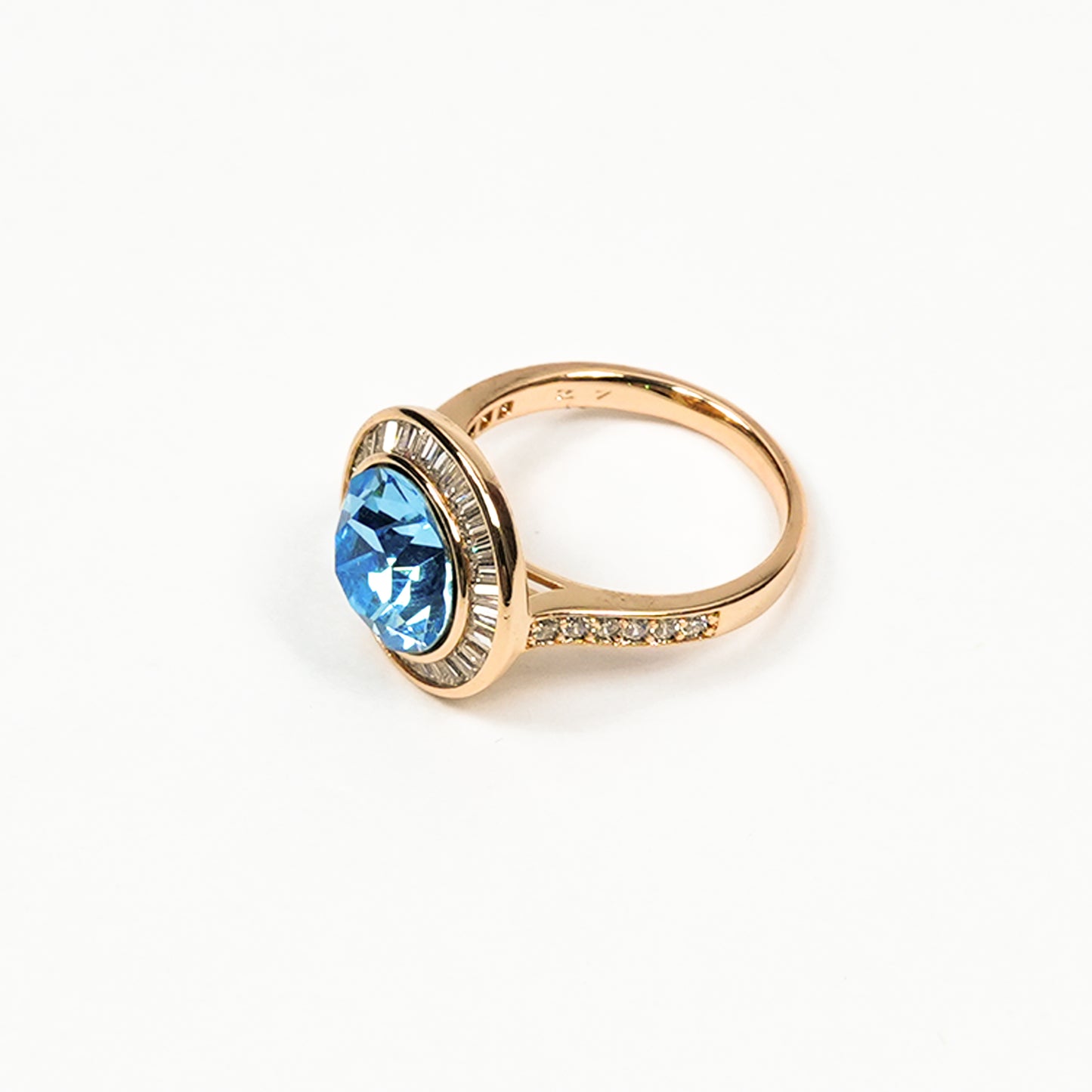 Aanura Gold Plated Blue Crystal Ring for Women