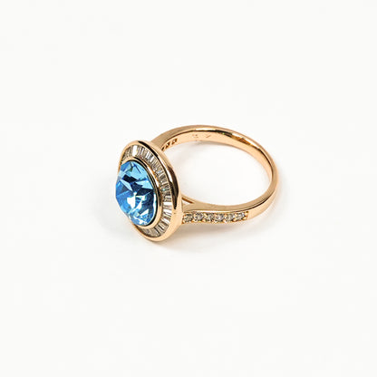 Aanura Gold Plated Blue Crystal Ring for Women