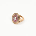 18K Gold Plated Oval Halo Anti-Tarnish Waterproof Ring