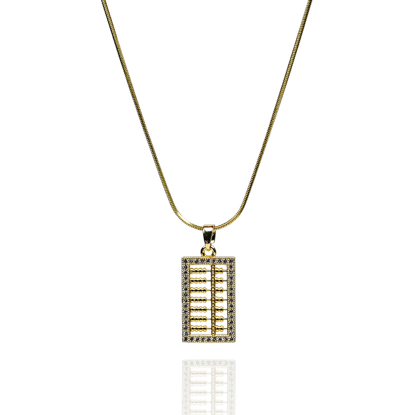 Aanura Geometric Grid Pendant Necklace