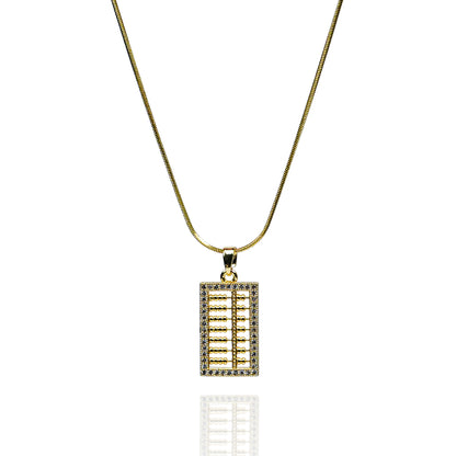 Aanura Geometric Grid Pendant Necklace